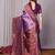 lavender wine  soft art silk blend banarasi jacuard work designer party wear saree with unstitched blouse piece