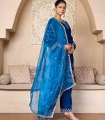 Royal Blue Velvet Straight-Cut Suit