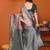 orange green silk blend banarasi saree with unstitched blouse piece