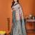 orange green silk blend banarasi saree with unstitched blouse piece