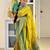lemon rama  soft art silk blend banarasi jacuard work designer party wear saree with unstitched blouse piece