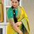lemon rama  soft art silk blend banarasi jacuard work designer party wear saree with unstitched blouse piece