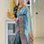 sky blue  soft art silk blend banarasi jacuard work designer party wear saree with unstitched blouse piece