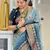 sky blue  soft art silk blend banarasi jacuard work designer party wear saree with unstitched blouse piece