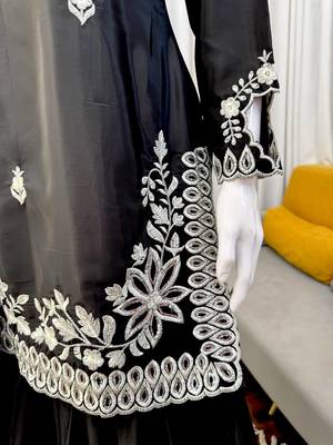 Black Palazzo Set With Dupatta Embroidered Palazzo 5
