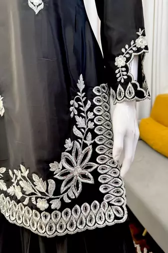 Black Palazzo Set With Dupatta Embroidered Palazzo