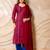 Wine solid kurta with blue pants & dupatta  set of 3