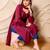 Wine solid kurta with blue pants & dupatta  set of 3