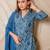 Blue floral printed cotton kurta set with dupatta  set of 3