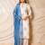 Off white printed straight kurta with pants & blue dupatta  set of 3