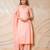 Peach solid cotton wrap style kurta with pants & dupatta  set of 3