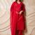 Red embellished cotton kurta with straight pants & dupatta  set of 3