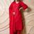 Red embellished cotton kurta with straight pants & dupatta  set of 3