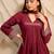 Wine solid cotton kurta with straight pants & dupatta  set of 3