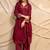 Wine solid cotton kurta with straight pants & dupatta  set of 3