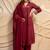 Wine solid cotton kurta with straight pants & dupatta  set of 3