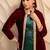 Maroon velvet jacket with green kurta & palazzo  set of 3