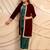 Maroon velvet jacket with green kurta & palazzo  set of 3