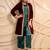Maroon velvet jacket with green kurta & palazzo  set of 3