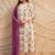 Ivory floral printed straight kurta with pants & purple dupatta  set of 3