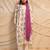 Ivory floral printed straight kurta with pants & purple dupatta  set of 3