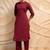 maroon solid straight kurta with pants & dupatta  set of 3