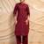 maroon solid straight kurta with pants & dupatta  set of 3