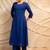 navy blue solid a-line kurta with pants  set of 2
