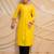 yellow solid straight kurta with black pants  set of 2