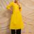 yellow solid straight kurta with black pants  set of 2