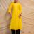 yellow solid straight kurta with black pants  set of 2