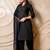 Black solid straight kurta with pants & dupatta  set of 3