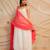 Ivory white sleeveless kurta with pants & coral dupatta  set of 3
