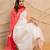 Ivory white sleeveless kurta with pants & coral dupatta  set of 3