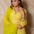 Lime yellow printed kurta with pants & dupatta  set of 3