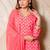 Coral pink printed kurta with salwar & dupatta  set of 3