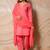 Coral pink printed kurta with salwar & dupatta  set of 3