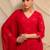 red embellished kurta with sharara & dupatta  set of 3