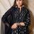 Black printed anarkali kurta with pants & dupatta  set of 3