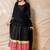Black anarkali kurta with red printed border & dupatta  set of 3