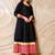 Black anarkali kurta with red printed border & dupatta  set of 3
