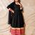 Black anarkali kurta with red printed border & dupatta  set of 3