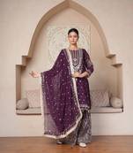 Regal Wine Heavily Embroidered Set