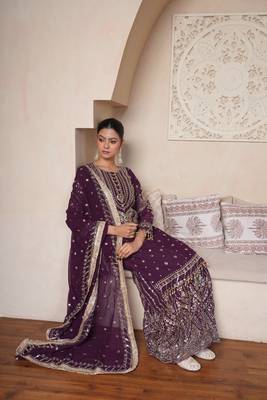 Regal Wine Heavily Embroidered Set 2