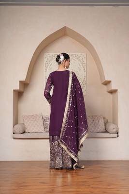 Regal Wine Heavily Embroidered Set 3