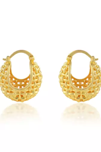 Golden rounded basket earring