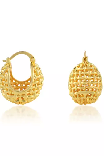 Golden rounded basket earring