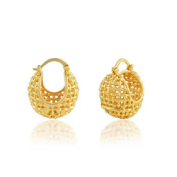 Golden rounded basket earring 3