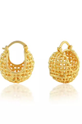Golden rounded basket earring