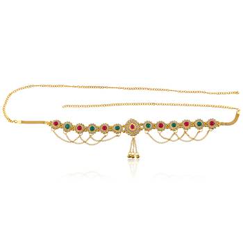Brass gold plated imitation diamond waistbelt traditional kamarbandh for women ethnic jewellery 1